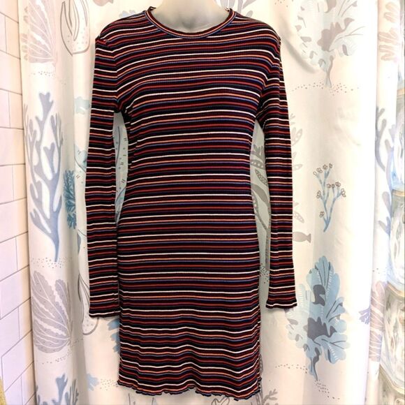 2 for $20 Wild Fable Striped Long-Sleeve Stretch Dress Sz M - Picture 1 of 7